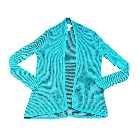 Chicos Open Front Sheer Knit Cardigan Lightweight Trendy Stylish Layering Piece - Picture 9 of 9